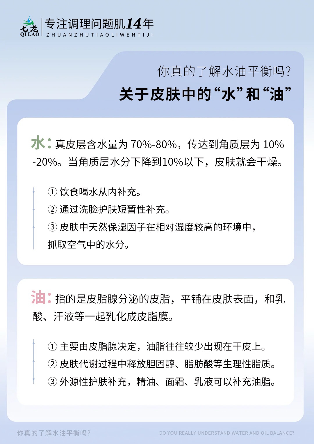 七老洪晴专业知识科普→皮肤水油平衡怎么办？
